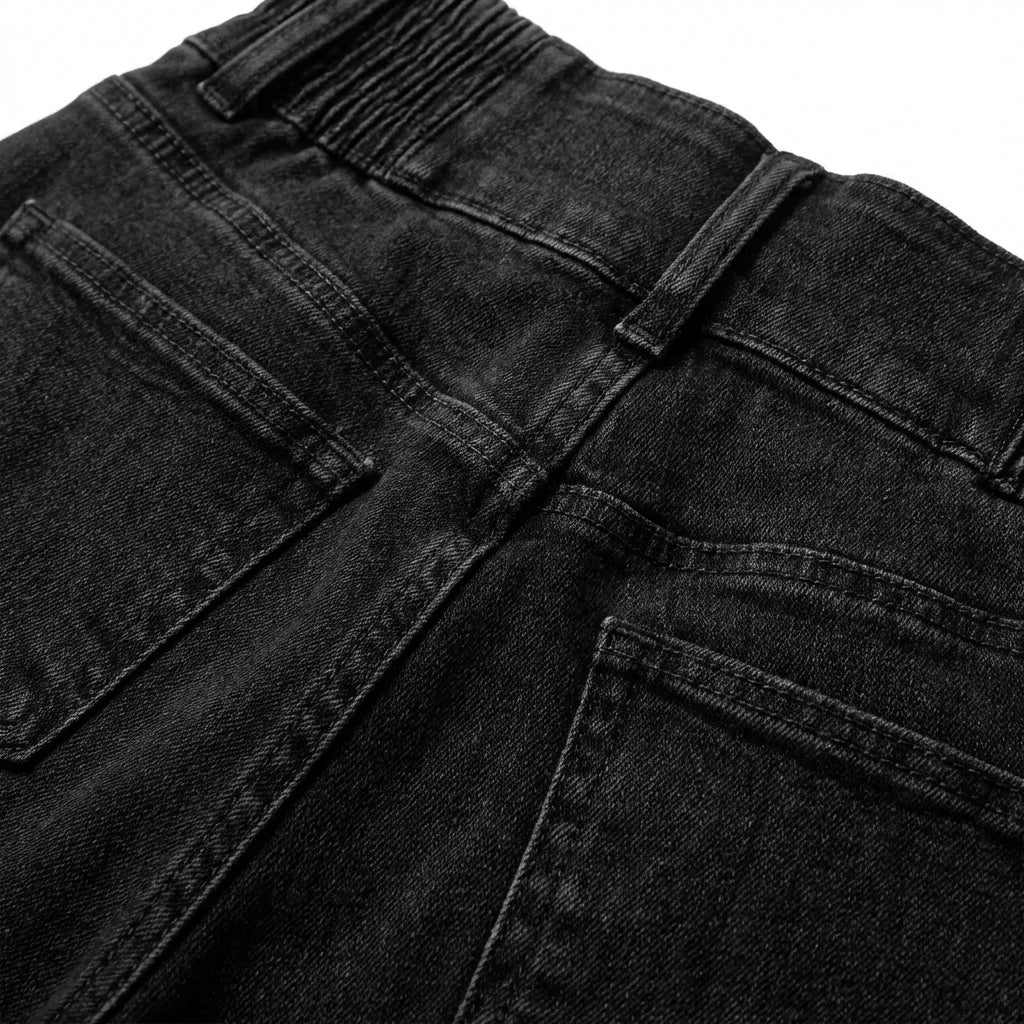 Women's High-Waist Slim Fit Jeans – Button Front Denim with Shirred Back Detail