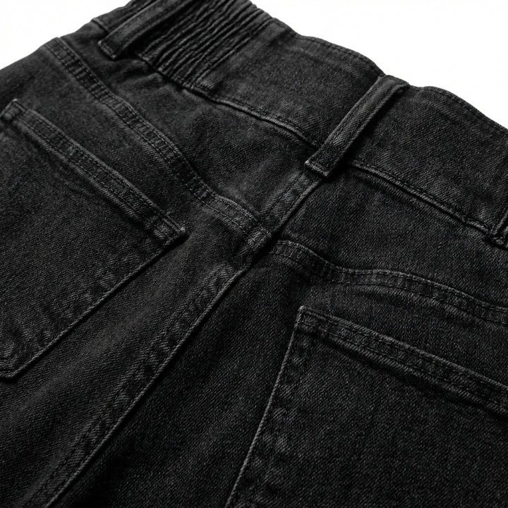 Women's High-Waist Slim Fit Jeans – Button Front Denim with Shirred Back Detail
