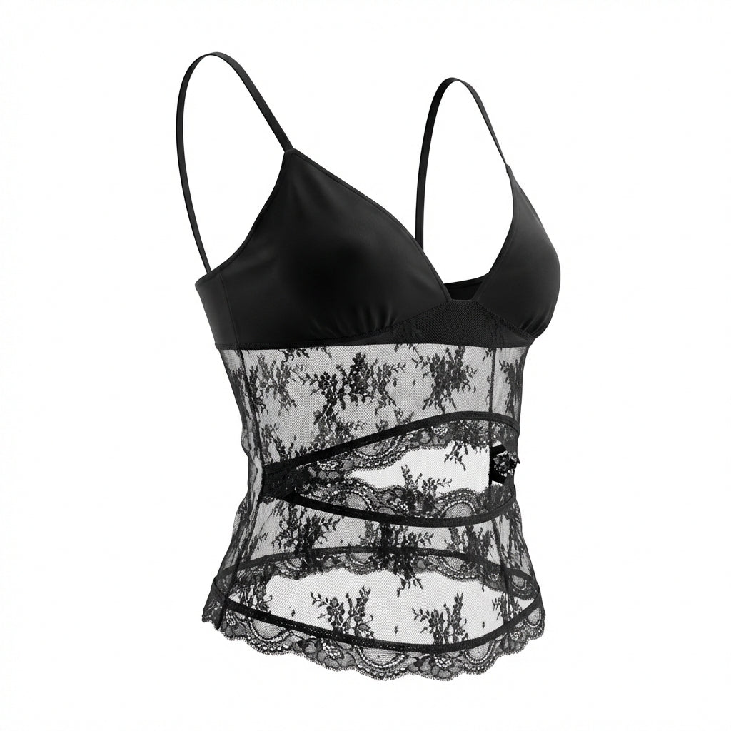 Lace Stitched Backless Small Sling Women V Neck Tank Top Underwear Vest Candy Color Bralette Clothes