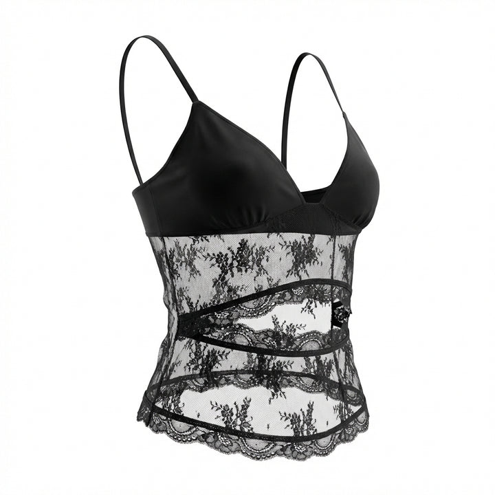 Lace Stitched Backless Small Sling Women V Neck Tank Top Underwear Vest Candy Color Bralette Clothes