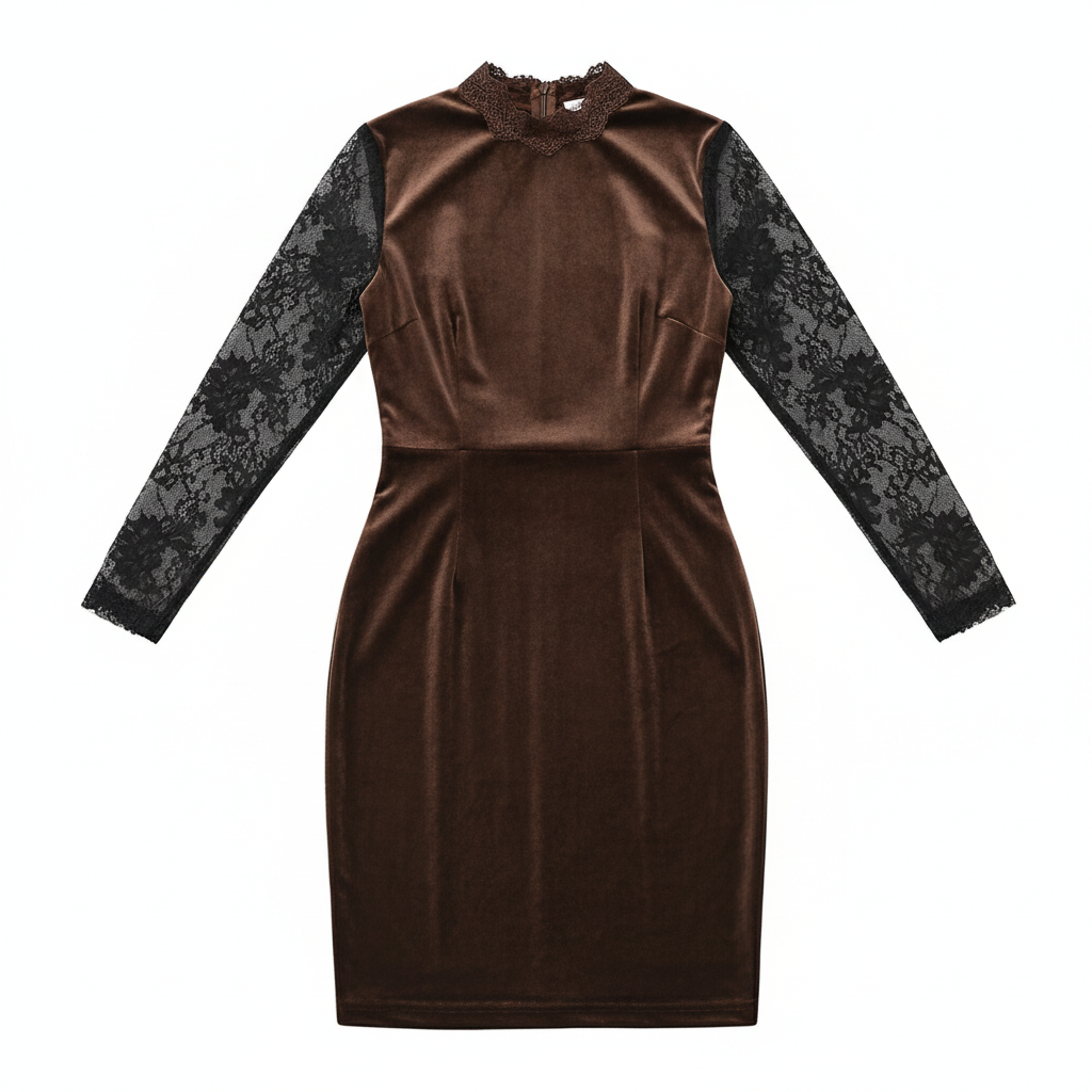 Women's Long Sleeve Lace Trim Midi Dress – Sexy Bodycon Party Dress