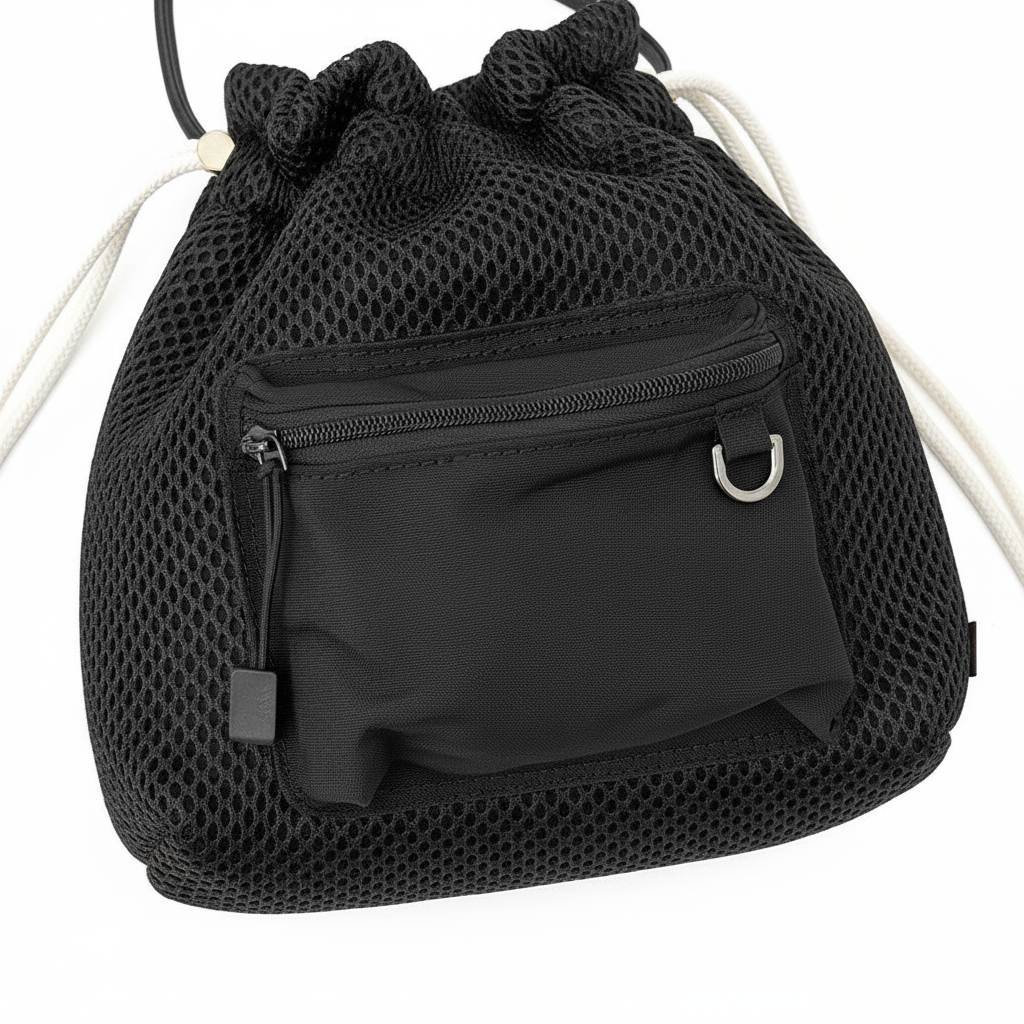 Women's Drawstring Bucket Shoulder Bag – Casual Polyester Crossbody Bag