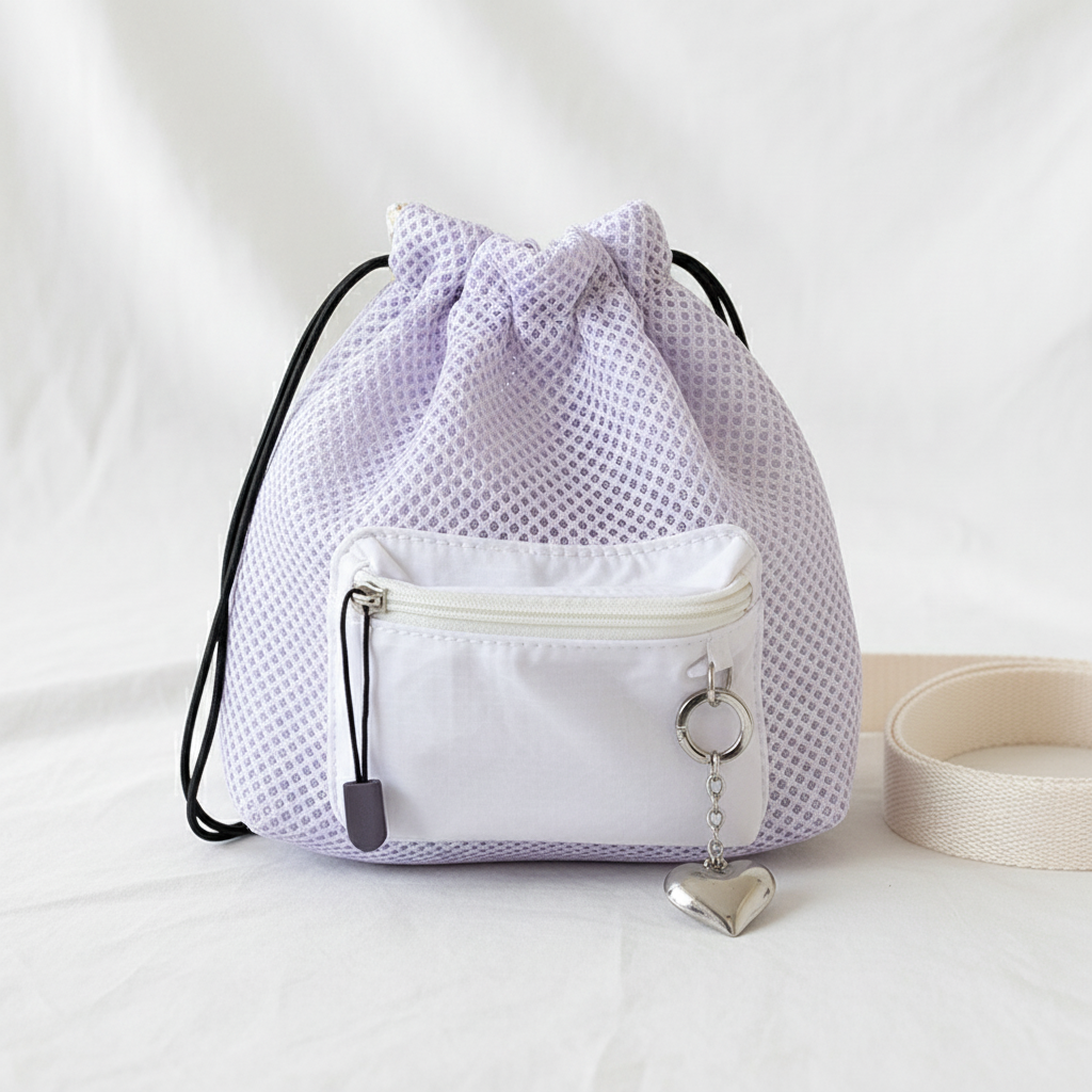 Women's Drawstring Bucket Shoulder Bag – Casual Polyester Crossbody Bag
