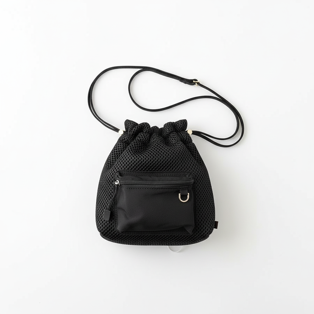 Women's Drawstring Bucket Shoulder Bag – Casual Polyester Crossbody Bag