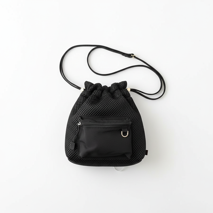 Women's Drawstring Bucket Shoulder Bag – Casual Polyester Crossbody Bag
