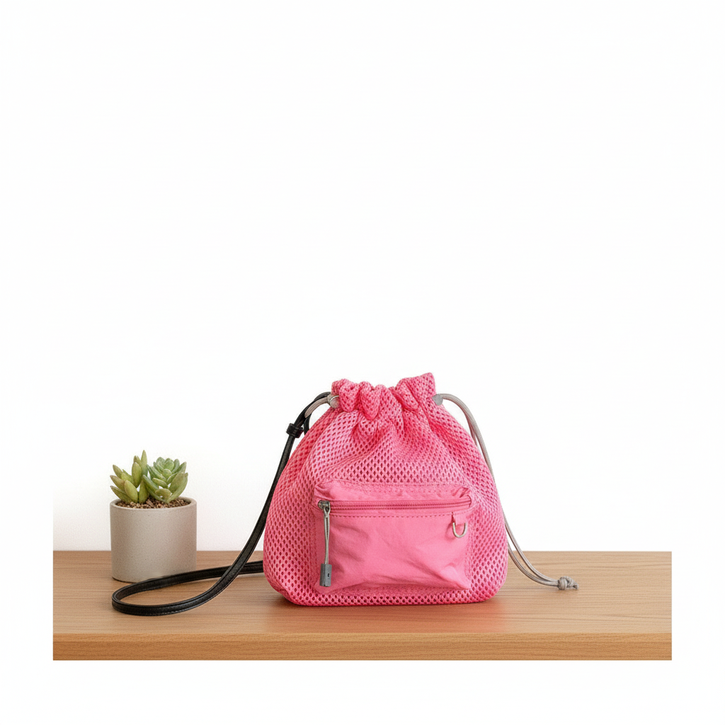 Women's Drawstring Bucket Shoulder Bag – Casual Polyester Crossbody Bag