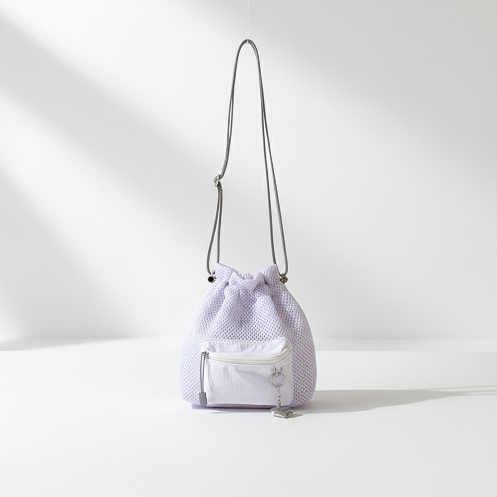 Women's Drawstring Bucket Shoulder Bag – Casual Polyester Crossbody Bag