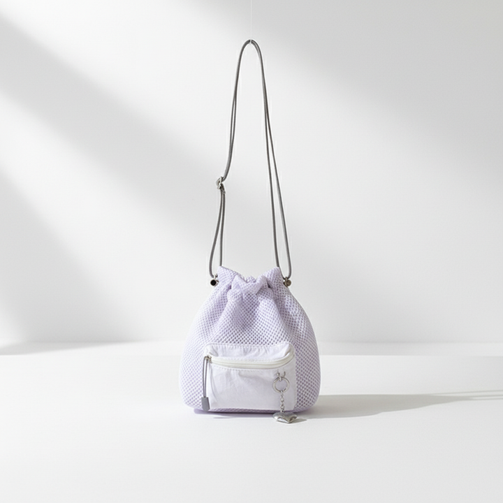 Women's Drawstring Bucket Shoulder Bag – Casual Polyester Crossbody Bag