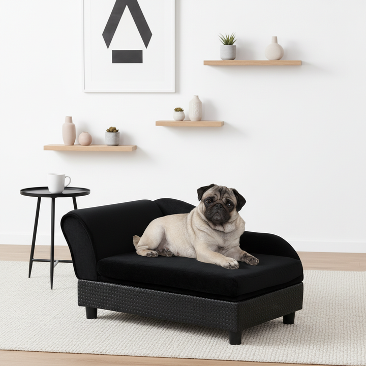 Pet Sofa Bed Couch with Storage, Pet Sofa for Cats and Small Dogs, Black