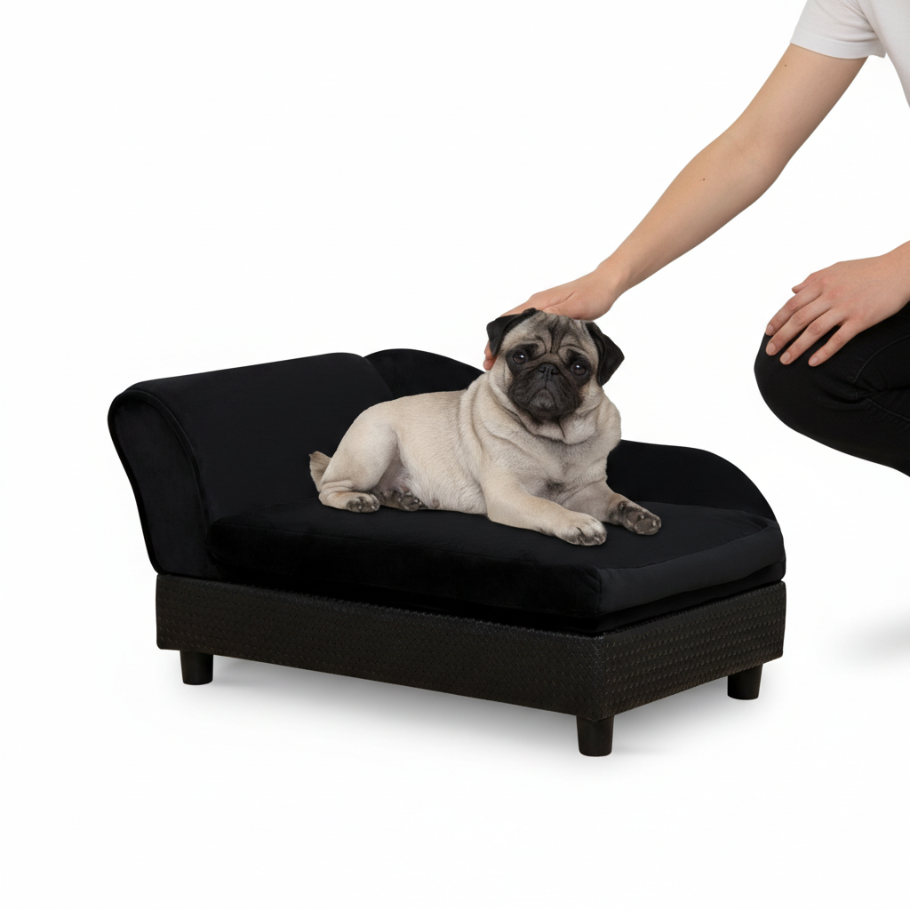 Pet Sofa Bed Couch with Storage, Pet Sofa for Cats and Small Dogs, Black