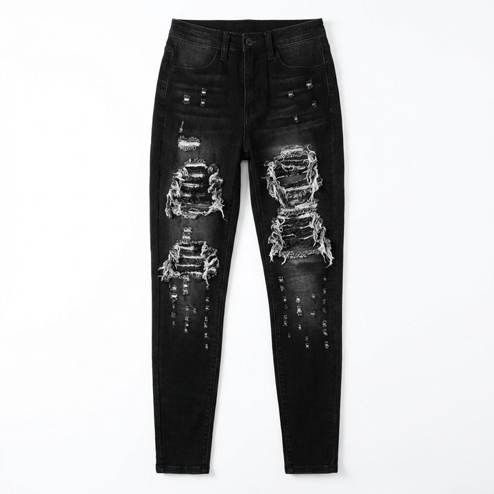 Versatile Women's High Waisted Elastic Ripped Tight Jeans, High-quality, Easy To Fit, Comfortable And Fashionable - Street Style Sexy Basic Jeans, Women's Jeans And Clothing