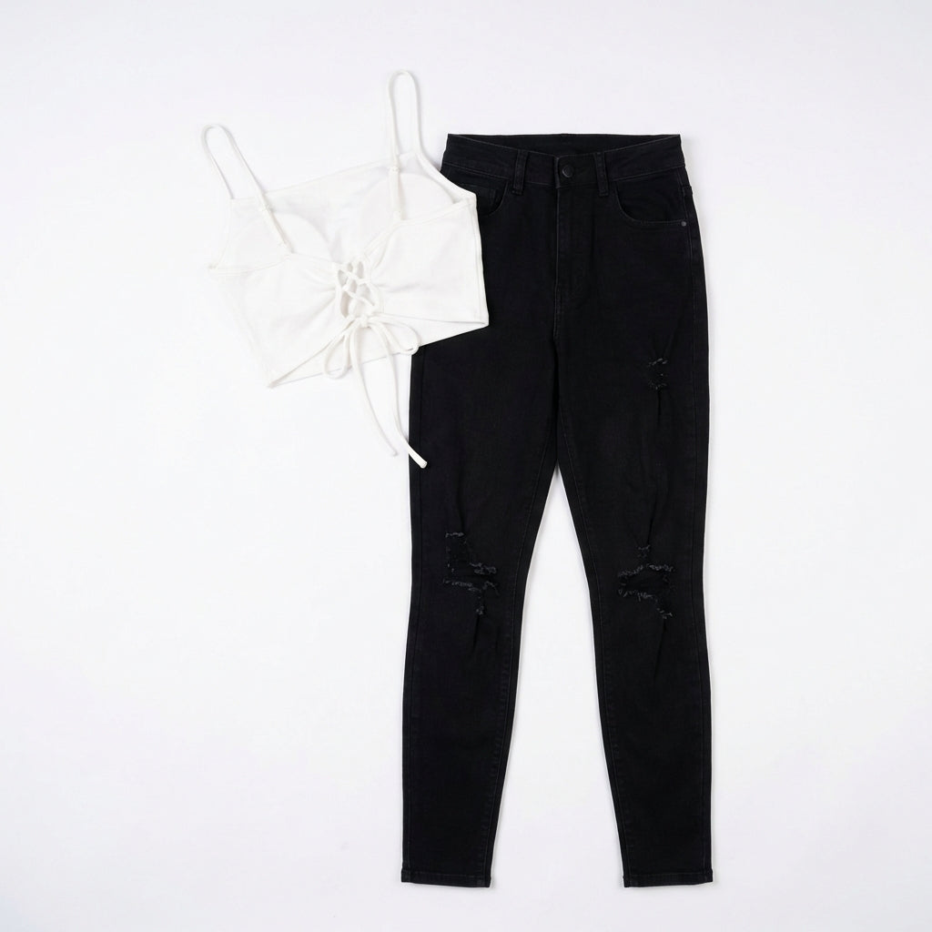 Versatile Women's High Waisted Elastic Ripped Tight Jeans, High-quality, Easy To Fit, Comfortable And Fashionable - Street Style Sexy Basic Jeans, Women's Jeans And Clothing