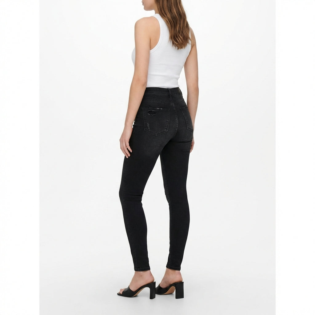 Versatile Women's High Waisted Elastic Ripped Tight Jeans, High-quality, Easy To Fit, Comfortable And Fashionable - Street Style Sexy Basic Jeans, Women's Jeans And Clothing