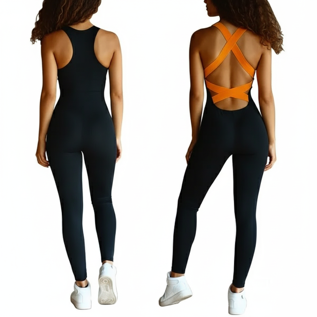 Women's Yoga Workout Jumpsuit – Sleeveless Stretch Fitness Bodysuit