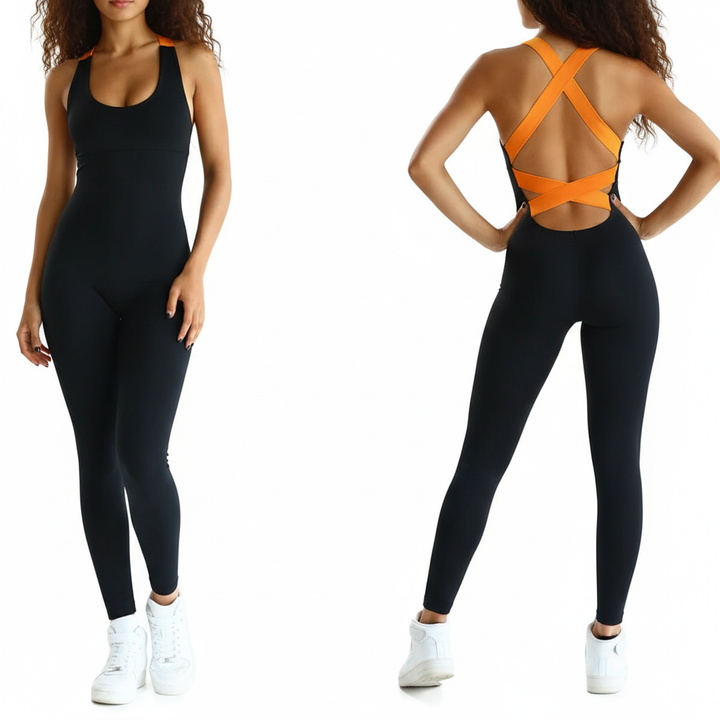 Women's Yoga Workout Jumpsuit – Sleeveless Stretch Fitness Bodysuit