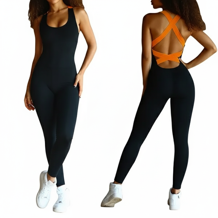 Women's Yoga Workout Jumpsuit – Sleeveless Stretch Fitness Bodysuit