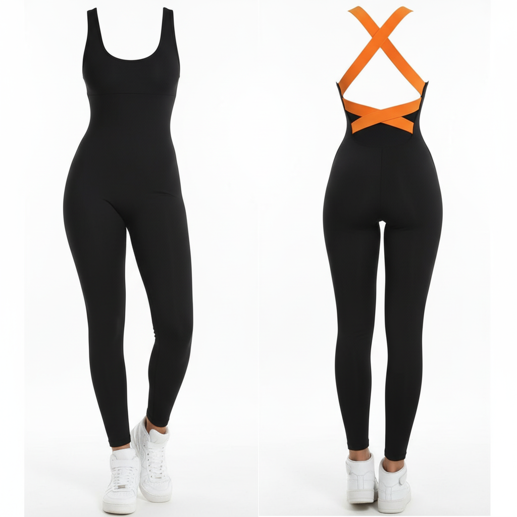 Women's Yoga Workout Jumpsuit – Sleeveless Stretch Fitness Bodysuit