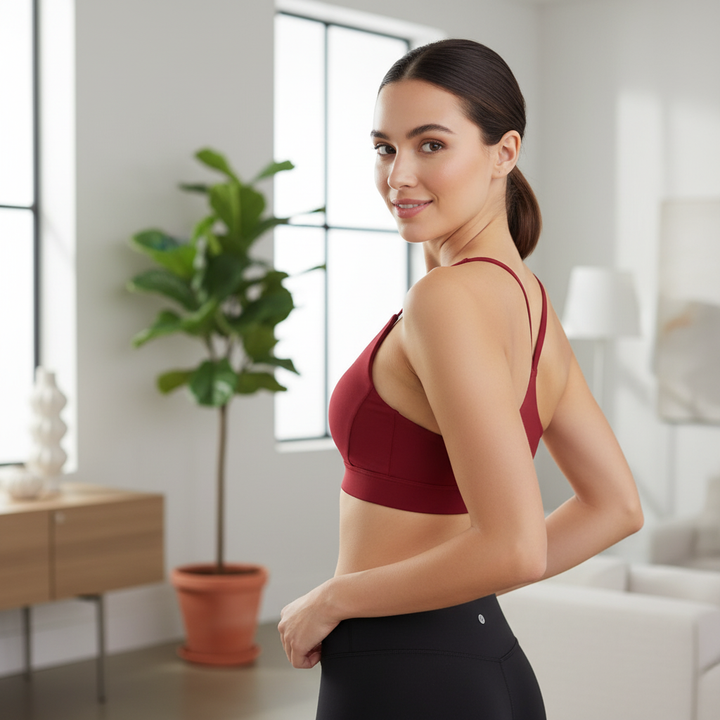 Back Mesh Triangle Push-Up Sports Bra – Racerback Padded Yoga &amp; Gym Bra