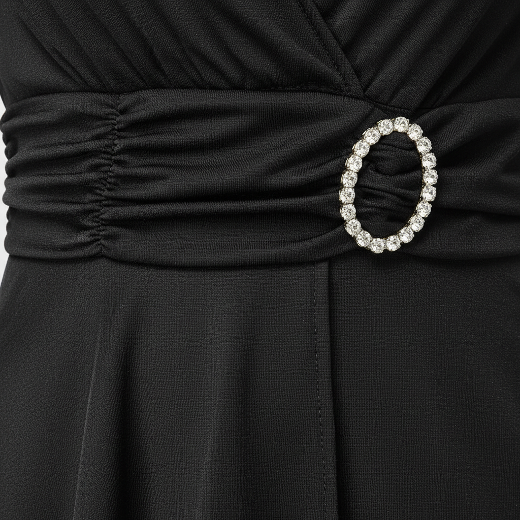 Sexy Asymmetrical V-neck Dress Women's High Waist Mid-length Solid Color Evening Dress