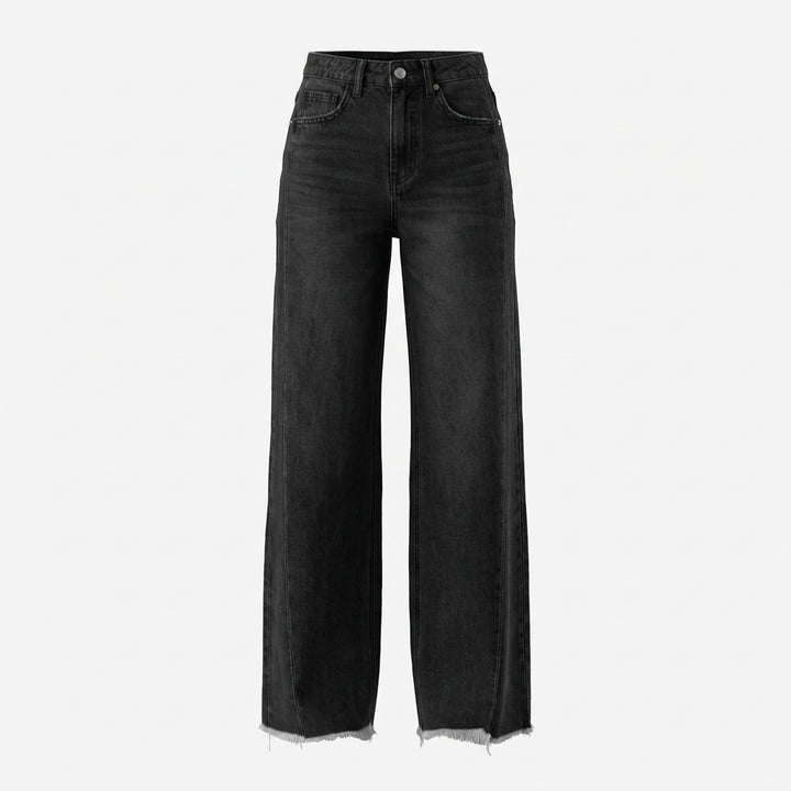 Women's High-Waisted Straight Leg Jeans – Slim Fit Denim with Pockets