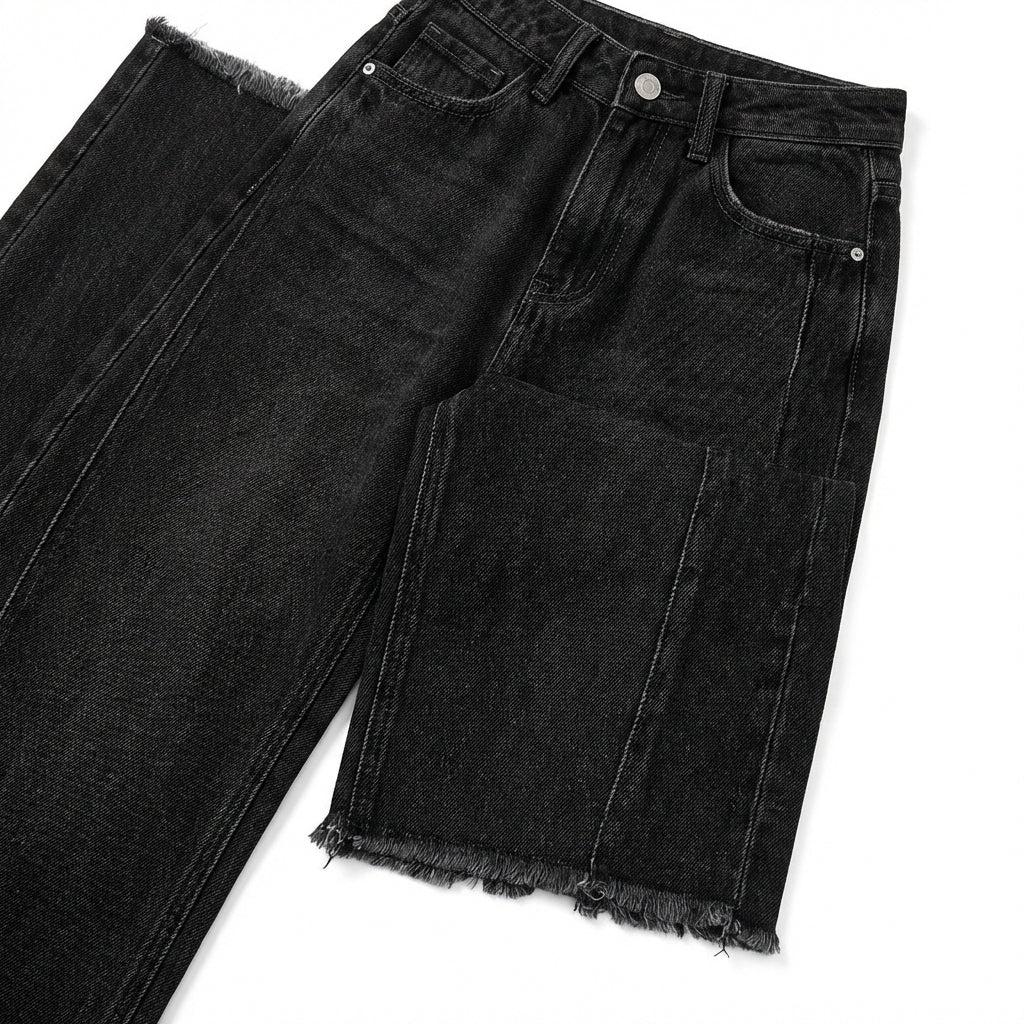 Women's High-Waisted Straight Leg Jeans – Slim Fit Denim with Pockets