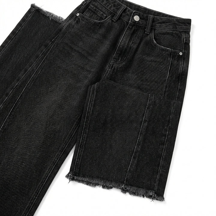Women's High-Waisted Straight Leg Jeans – Slim Fit Denim with Pockets