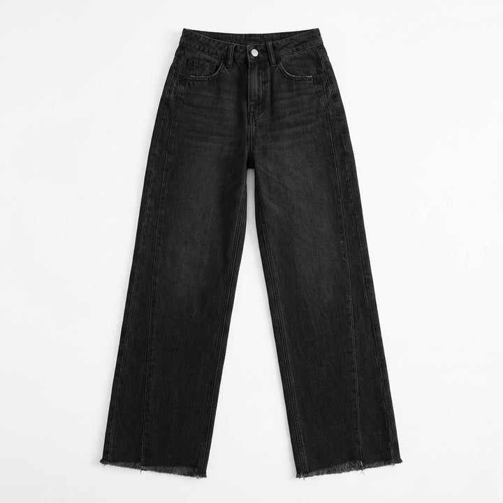 Women's High-Waisted Straight Leg Jeans – Slim Fit Denim with Pockets
