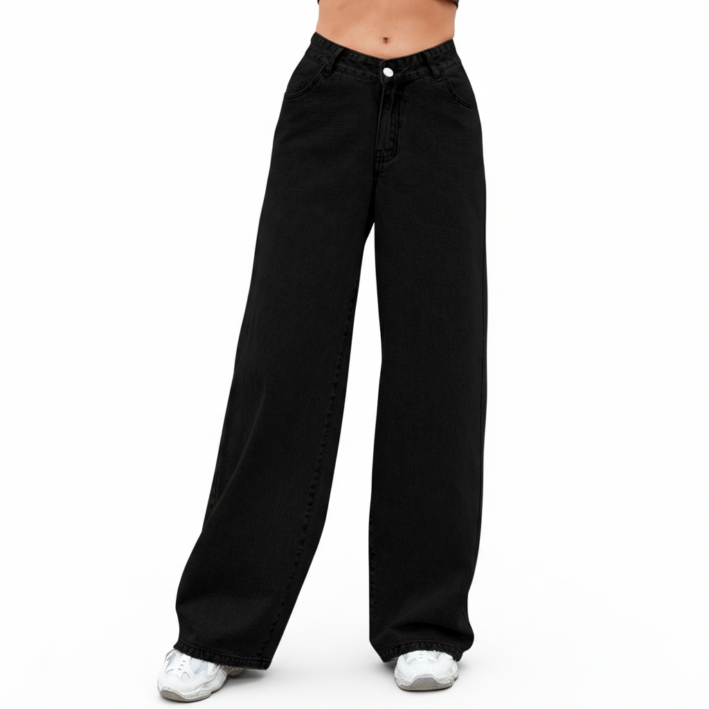 Washed Fashion Straight Jeans Women's Mid Waist