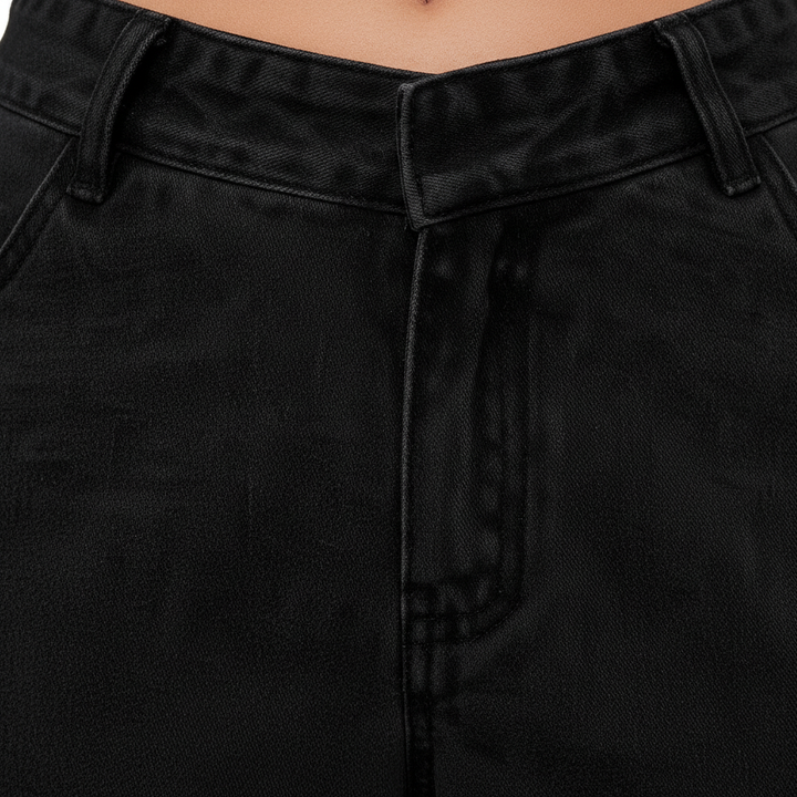 Washed Fashion Straight Jeans Women's Mid Waist