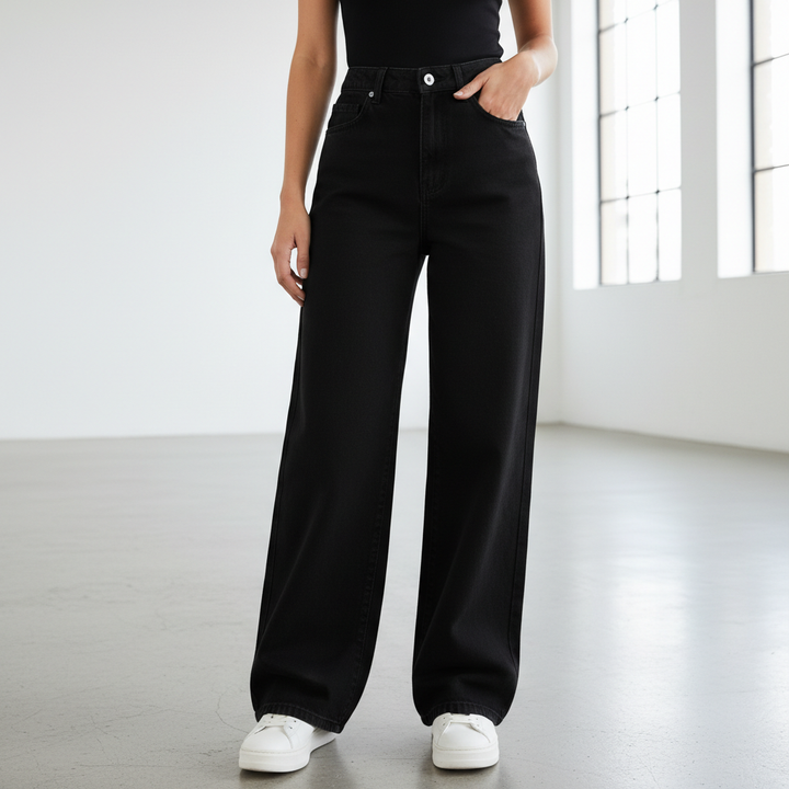 Washed Fashion Straight Jeans Women's Mid Waist