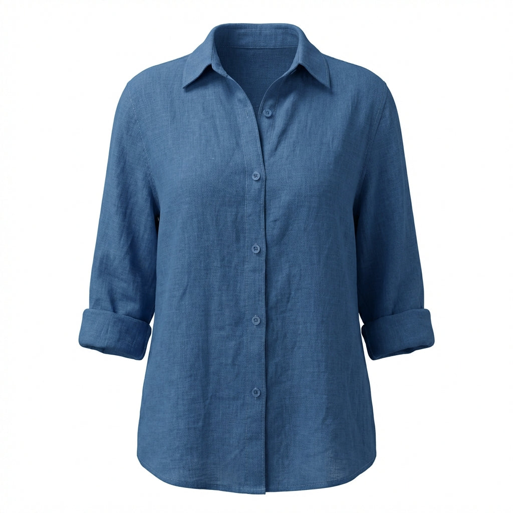Lapel Long Sleeve Shirt Women's Single-breasted Pleated Shirt Tops Clothing