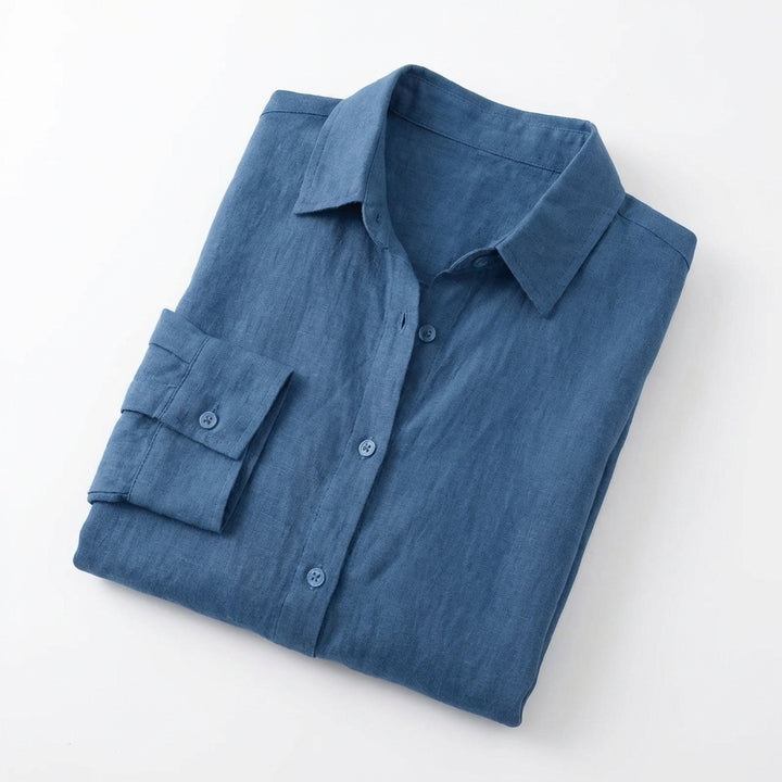 Lapel Long Sleeve Shirt Women's Single-breasted Pleated Shirt Tops Clothing