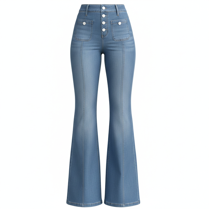 Women's Patchwork Jeans Slim Fit Slimming Stretch Flared Pants
