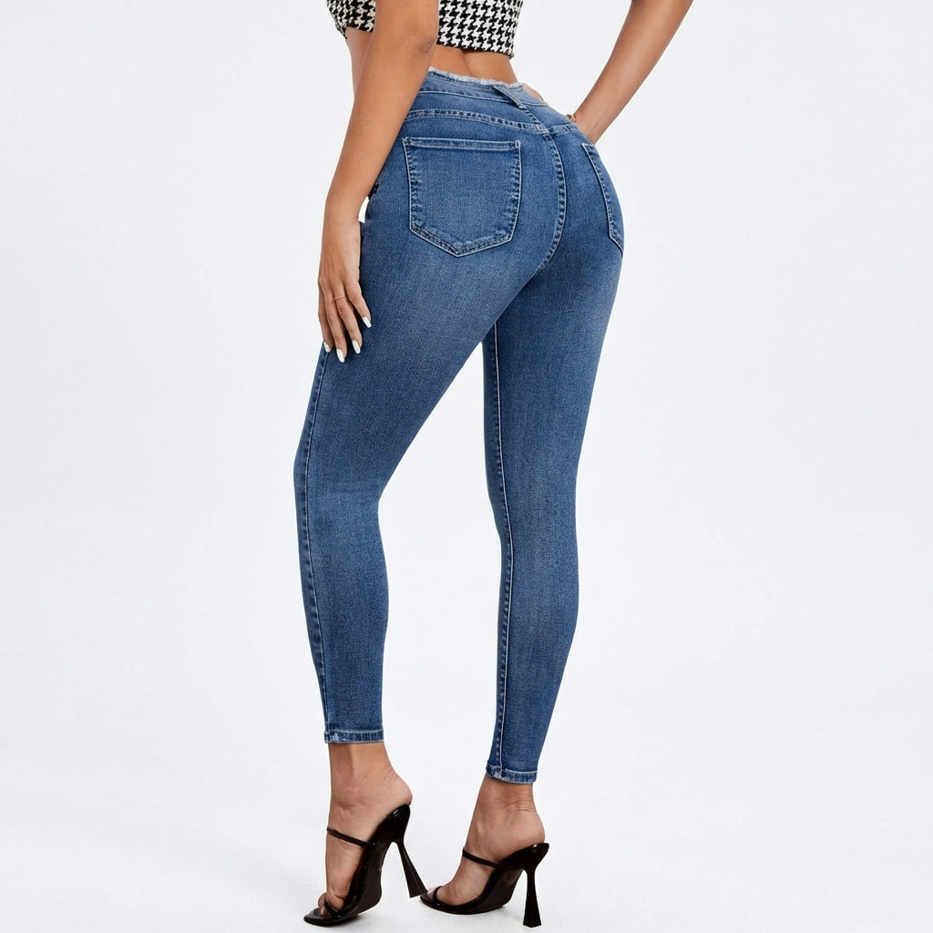 Women's High-Waist Ripped Skinny Jeans