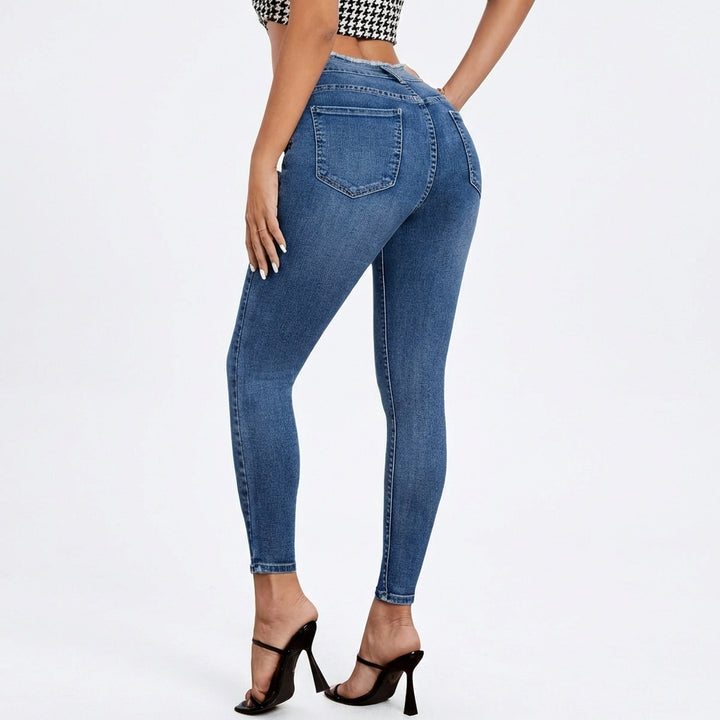 Women's High-Waist Ripped Skinny Jeans