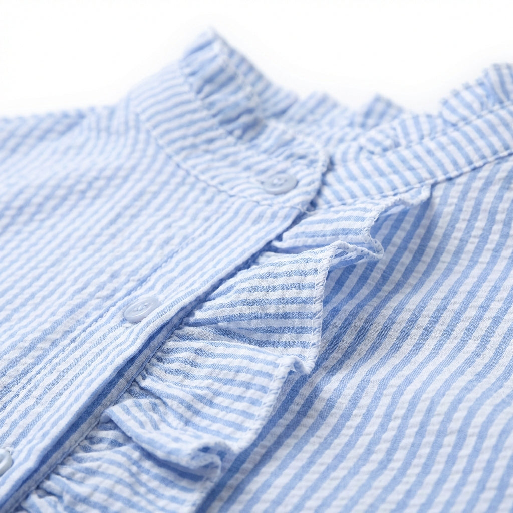 Women's Striped Ruffle Button-Up Blouse – Long Sleeve Office & Casual Shirt