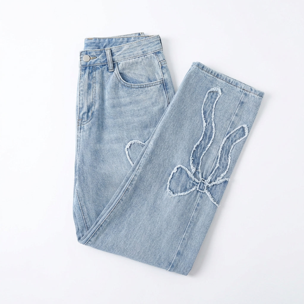 Women's High-Rise Buckle Accent Skinny Jeans – Mid Blue Slim Fit Denim