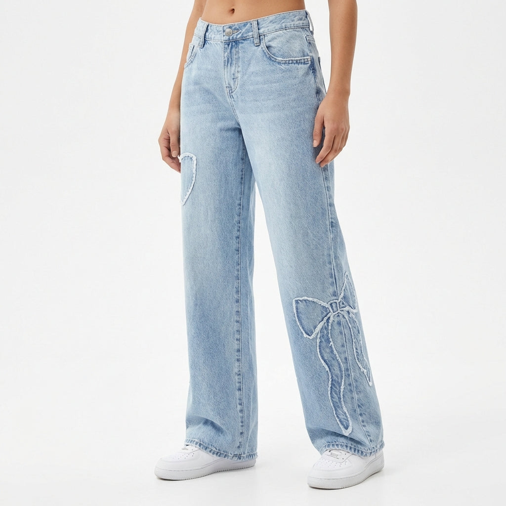 Women's High-Rise Buckle Accent Skinny Jeans – Mid Blue Slim Fit Denim