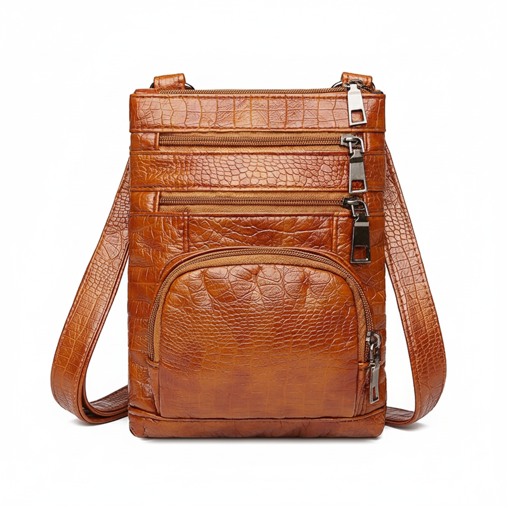 Vintage PU Leather Crossbody Messenger Bag – Women’s Multi Pocket Shoulder Bag