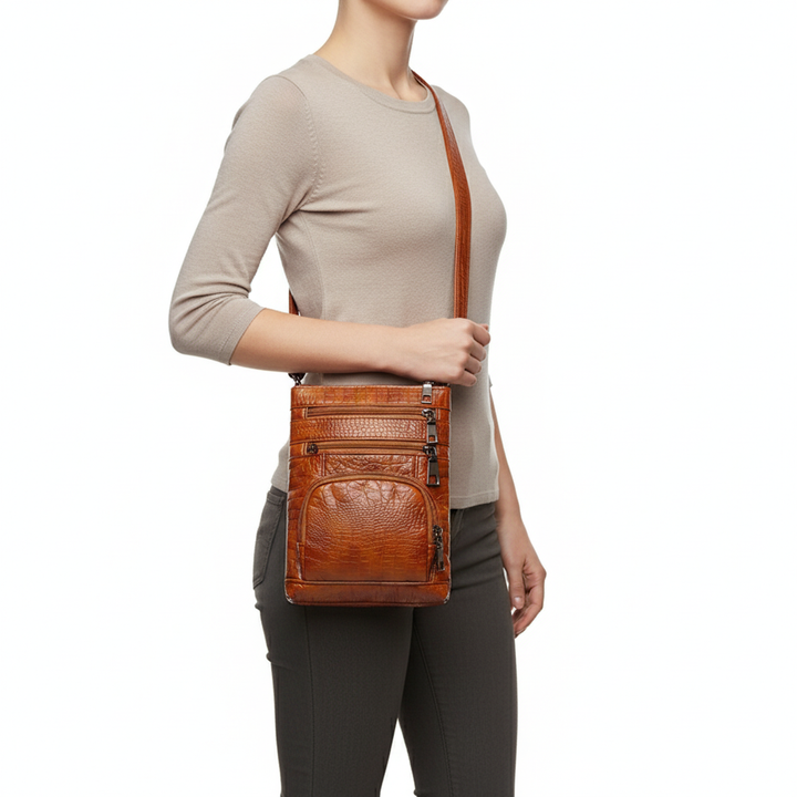 Vintage PU Leather Crossbody Messenger Bag – Women’s Multi Pocket Shoulder Bag
