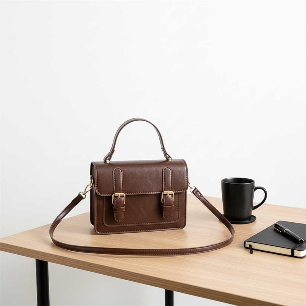 Retro PU Leather Handbag – Classic Buckle Crossbody Shoulder Bag