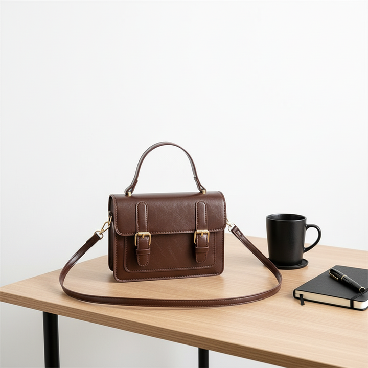 Retro PU Leather Handbag – Classic Buckle Crossbody Shoulder Bag