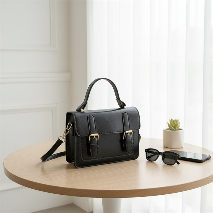 Retro PU Leather Handbag – Classic Buckle Crossbody Shoulder Bag