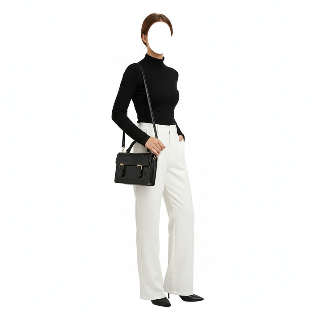 Retro PU Leather Handbag – Classic Buckle Crossbody Shoulder Bag