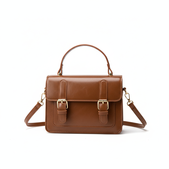 Retro PU Leather Handbag – Classic Buckle Crossbody Shoulder Bag