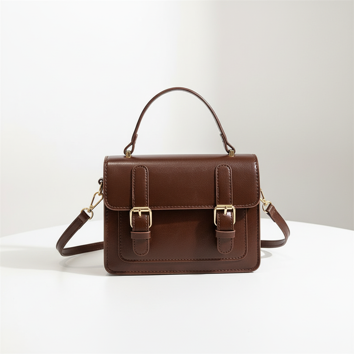 Retro PU Leather Handbag – Classic Buckle Crossbody Shoulder Bag