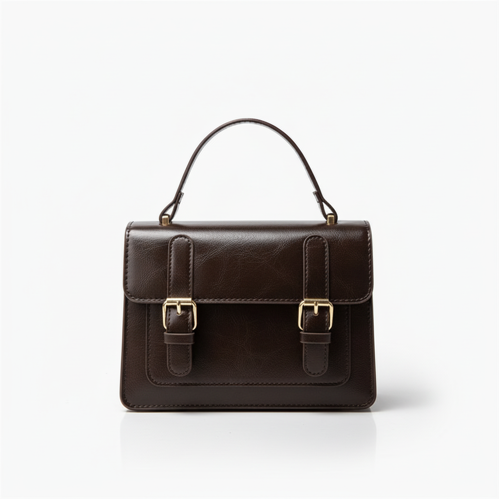 Retro PU Leather Handbag – Classic Buckle Crossbody Shoulder Bag