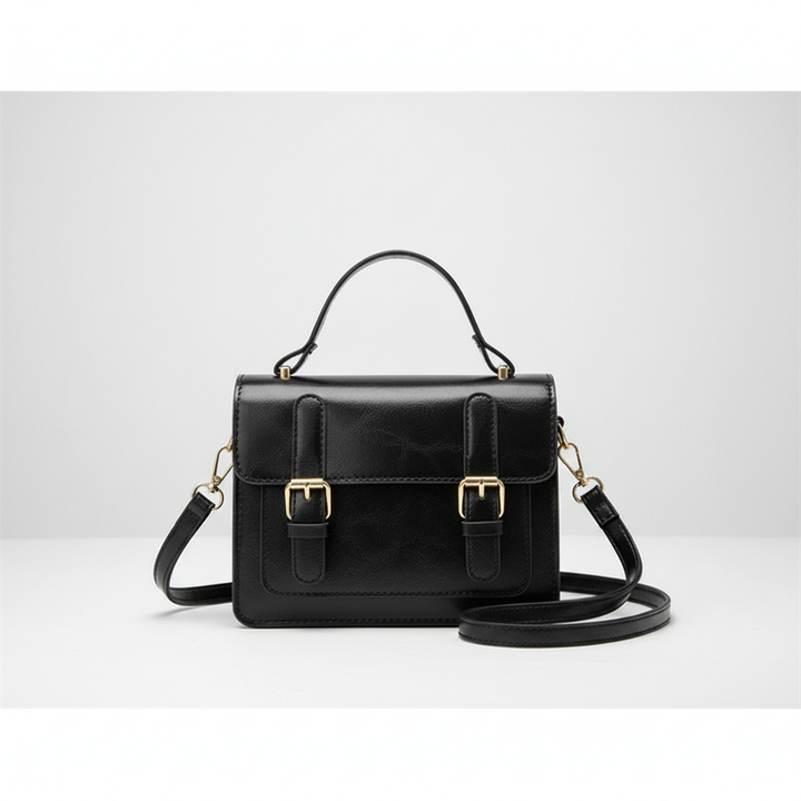 Retro PU Leather Handbag – Classic Buckle Crossbody Shoulder Bag