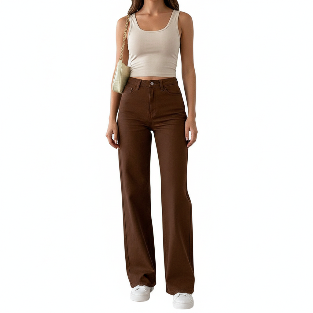 Washed Fashion Straight Jeans Women's Mid Waist