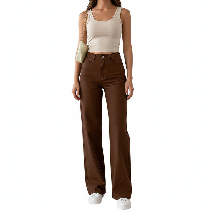 Washed Fashion Straight Jeans Women's Mid Waist
